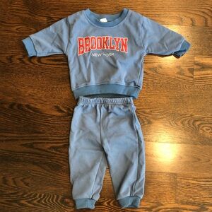 Baby Brooklyn Blue Sweat Set- Sweatshirt and Sweatpants Size 6-12M NWOT
